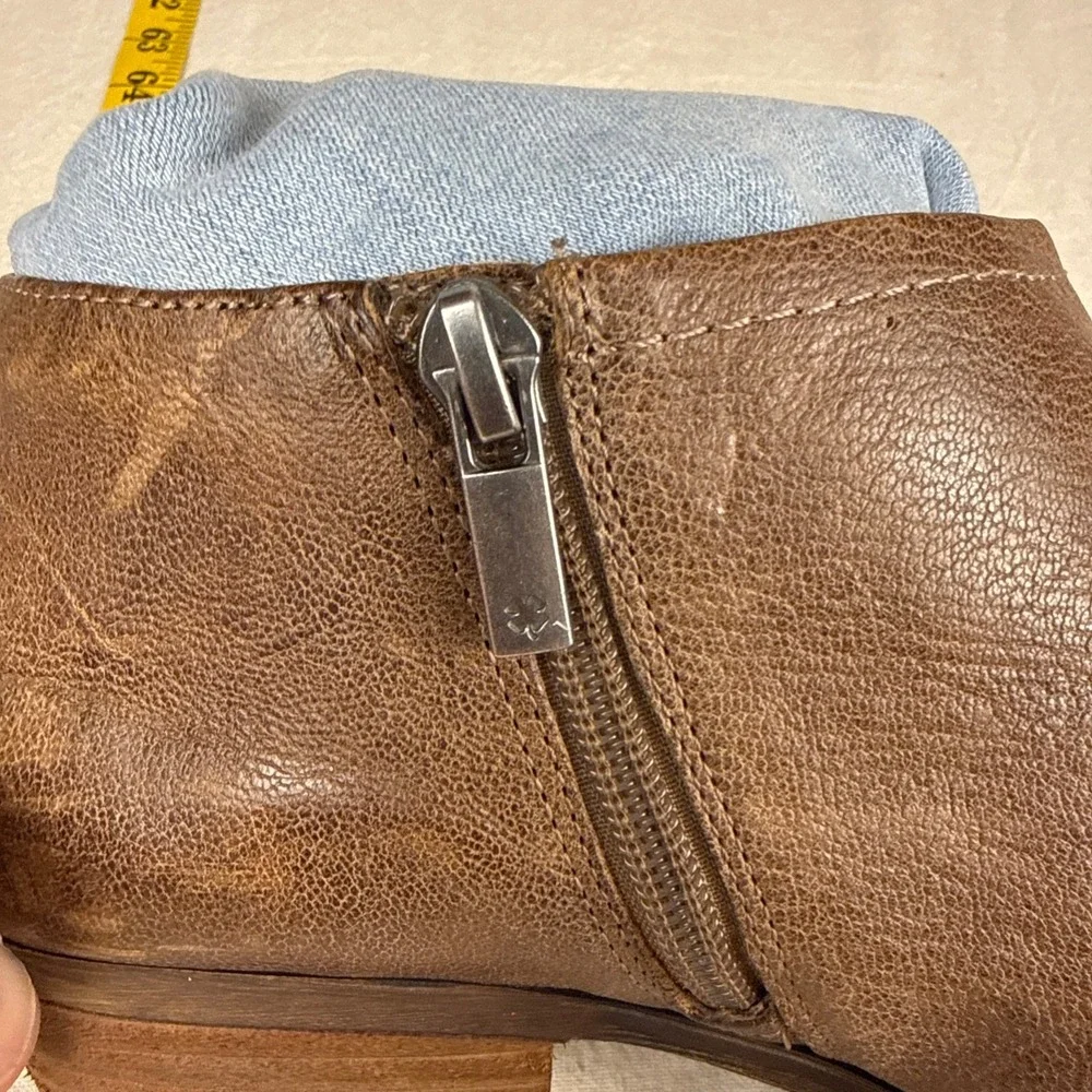 Lucky Brand Ankle Boots Women 8.5 Brown Boho Pebbled Leather Side Zip Booties